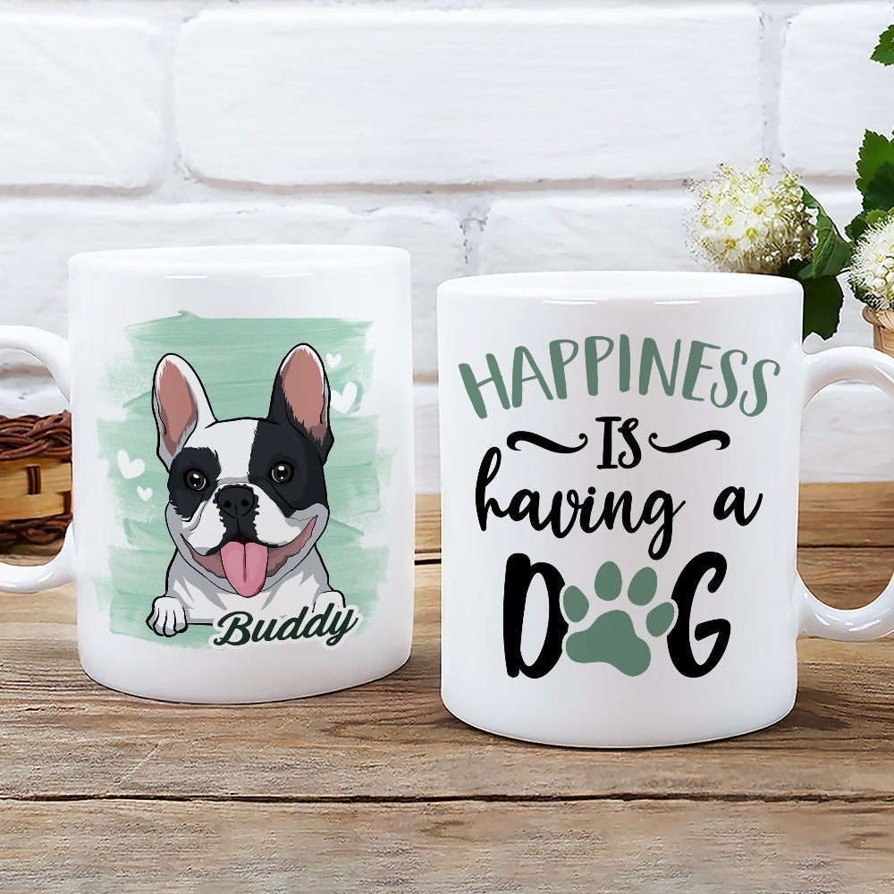 Personalized Custom 'Happiness Is Having A Dog' Coffee Mug - Ideal Gift for Pet Lovers