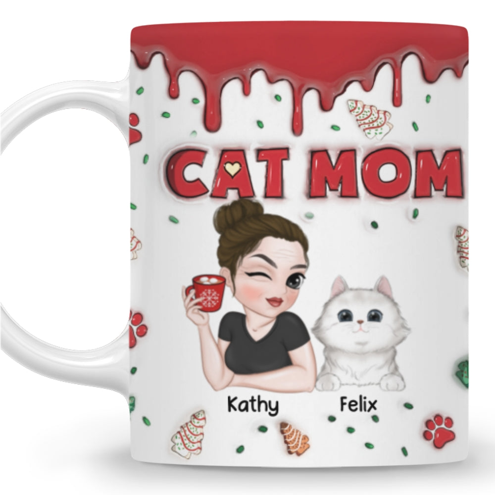 Customizable 3D Inflated Effect Ceramic Mug - Perfect Cat Mom Christmas Gift