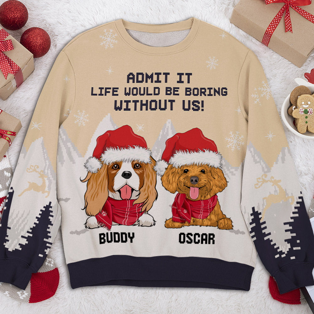 Snowy Delight: Personalized All-Over-Print Sweatshirt for Pet Lovers