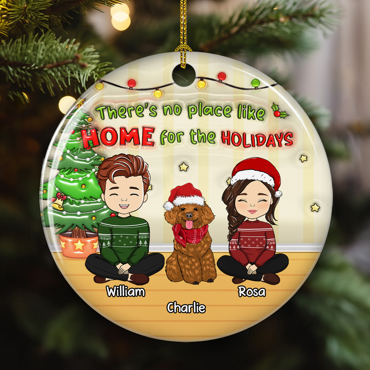 Personalized 3D Inflated Effect Ceramic Christmas Ornament - No Place Like Home