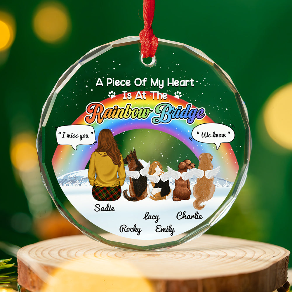 Personalized Rainbow Bridge Custom Glass Ornament - A Piece of My Heart