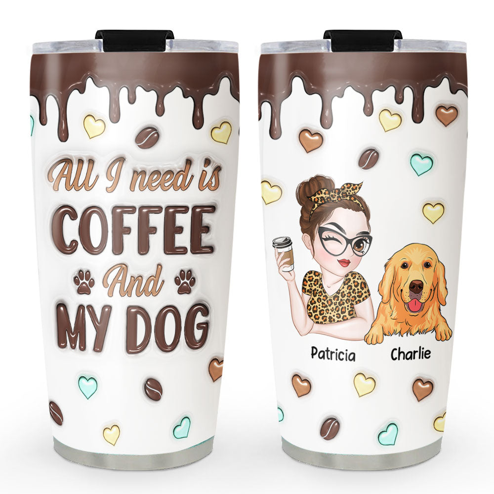 Personalized 3D Inflated Coffee and Dog Tumbler - Customizable Drinkware