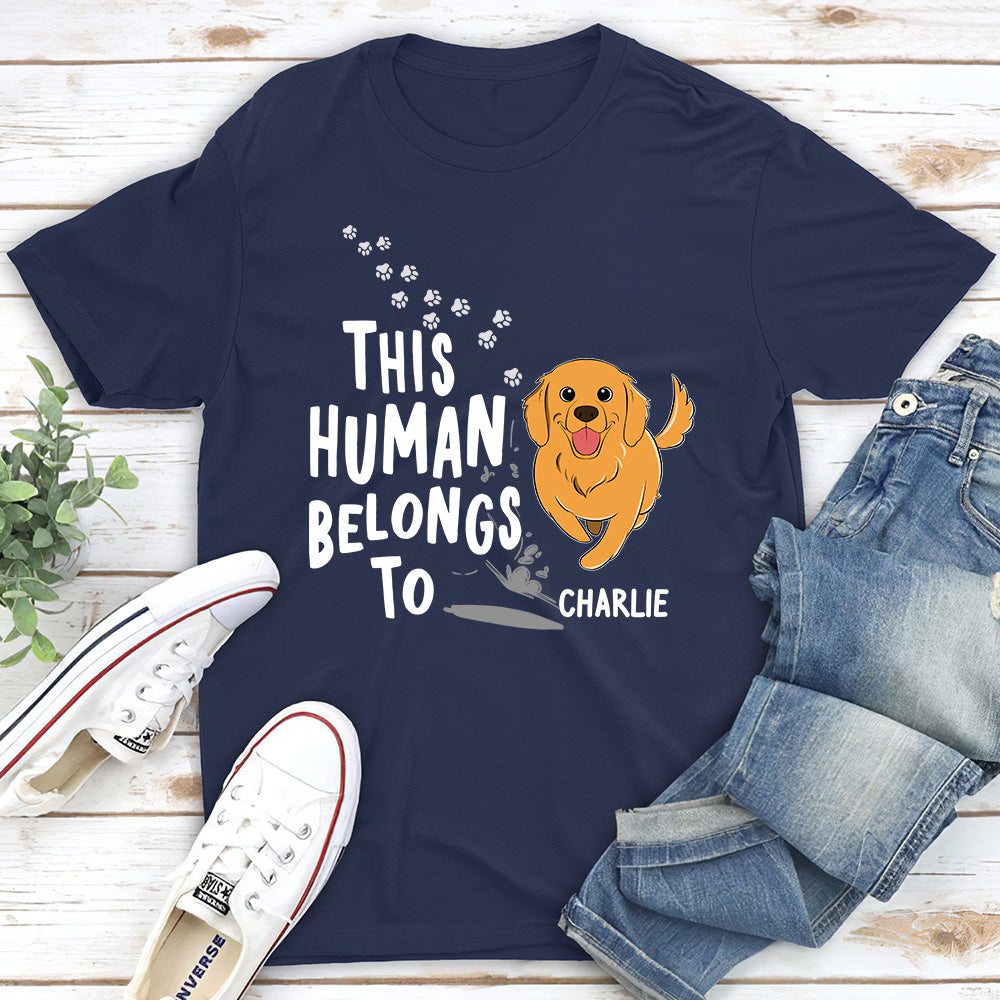 Personalized Unisex 'Human Belongs To Dogs' T-shirt - Ideal Gift for Pet Lovers