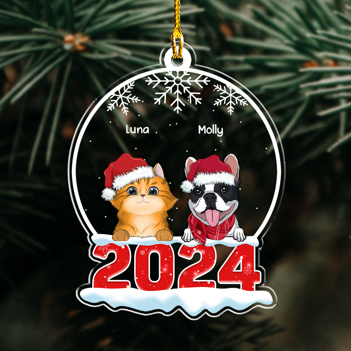 Customizable Personalized Pet Acrylic Snow Globe Ornament