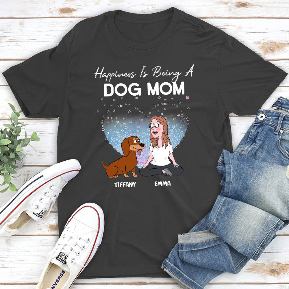 Personalized Unisex Dog Mom Happiness Heart T-shirt - Ideal Gift for Pet Lovers