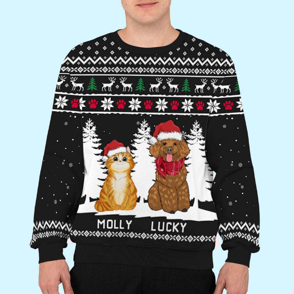 Customizable Winter Pet All-Over Print Sweatshirt: Ideal Gift for Pet Lovers