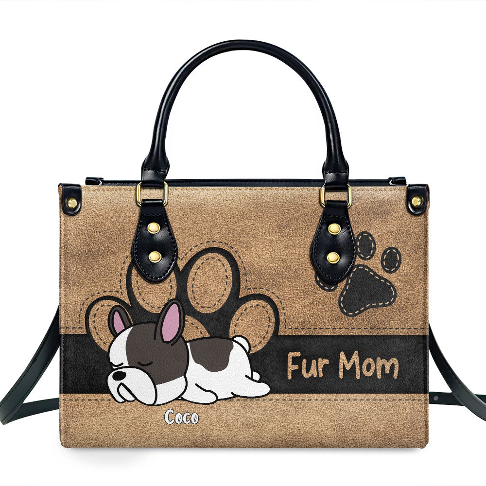 Personalized Elegant Fur Mom Custom Leather Handbag