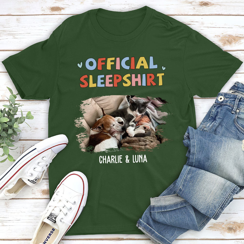 Personalized Custom Unisex Sleeping Pet Sleepshirt Version 2 Photo T-shirt - Ideal Gift for Pet Lovers