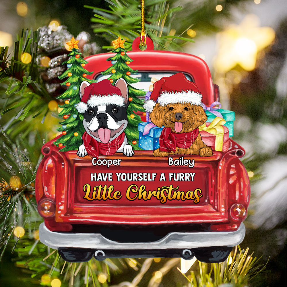 Personalized One - Layered Furry Little Christmas Wood Ornament for Pet Lovers