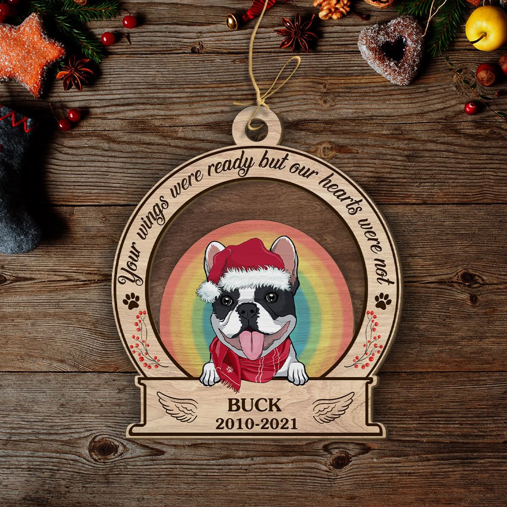 Personalized 2 - Layered Wood Ornament: Your Wings Were Ready - Ideal Gift for Pet Lovers