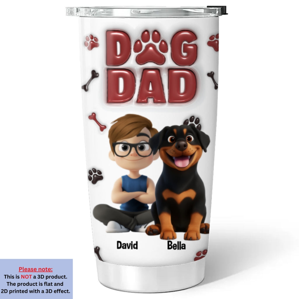 Personalized 3D Inflated Effect Stainless Steel Tumbler for Dog Lovers