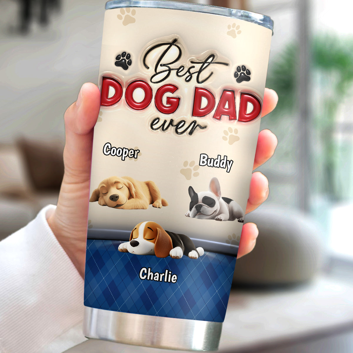 Best Personalized 3D Inflated Effect Tumbler for Handsome Dog Dads