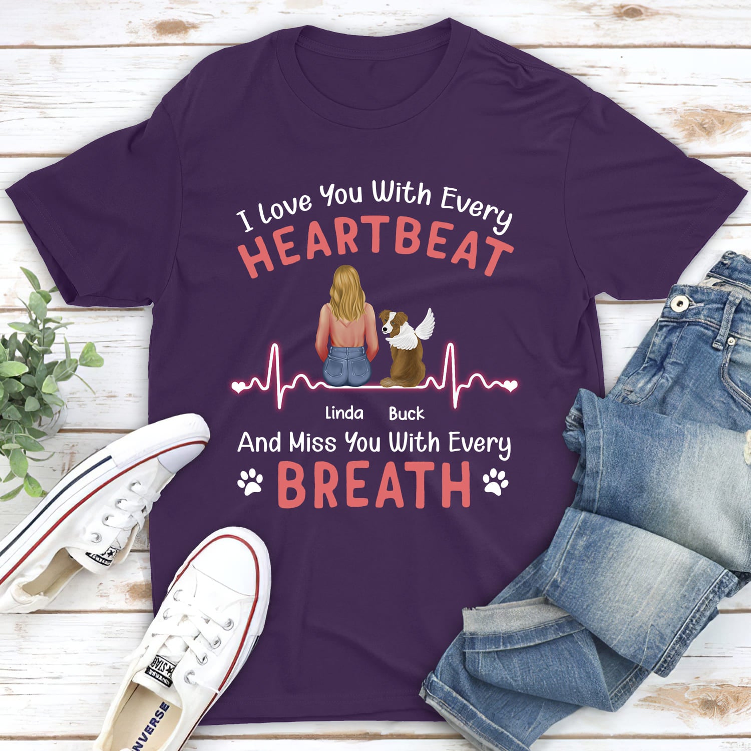 Personalized Custom 'I Love You' Unisex Memorial T-shirt for Pet Lovers