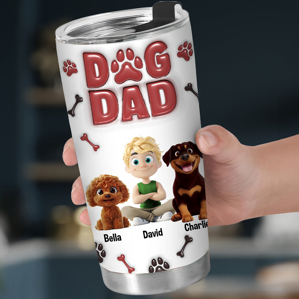 Personalized 3D Inflated Effect Stainless Steel Tumbler for Dog Lovers