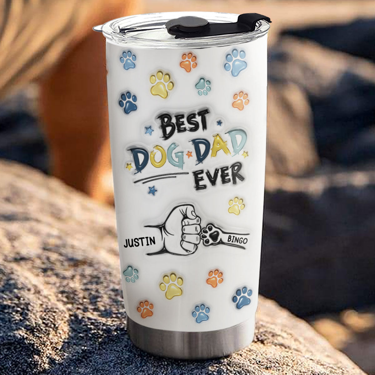 Top-Rated Personalized 3D Inflated Effect Tumbler for Dog Dads