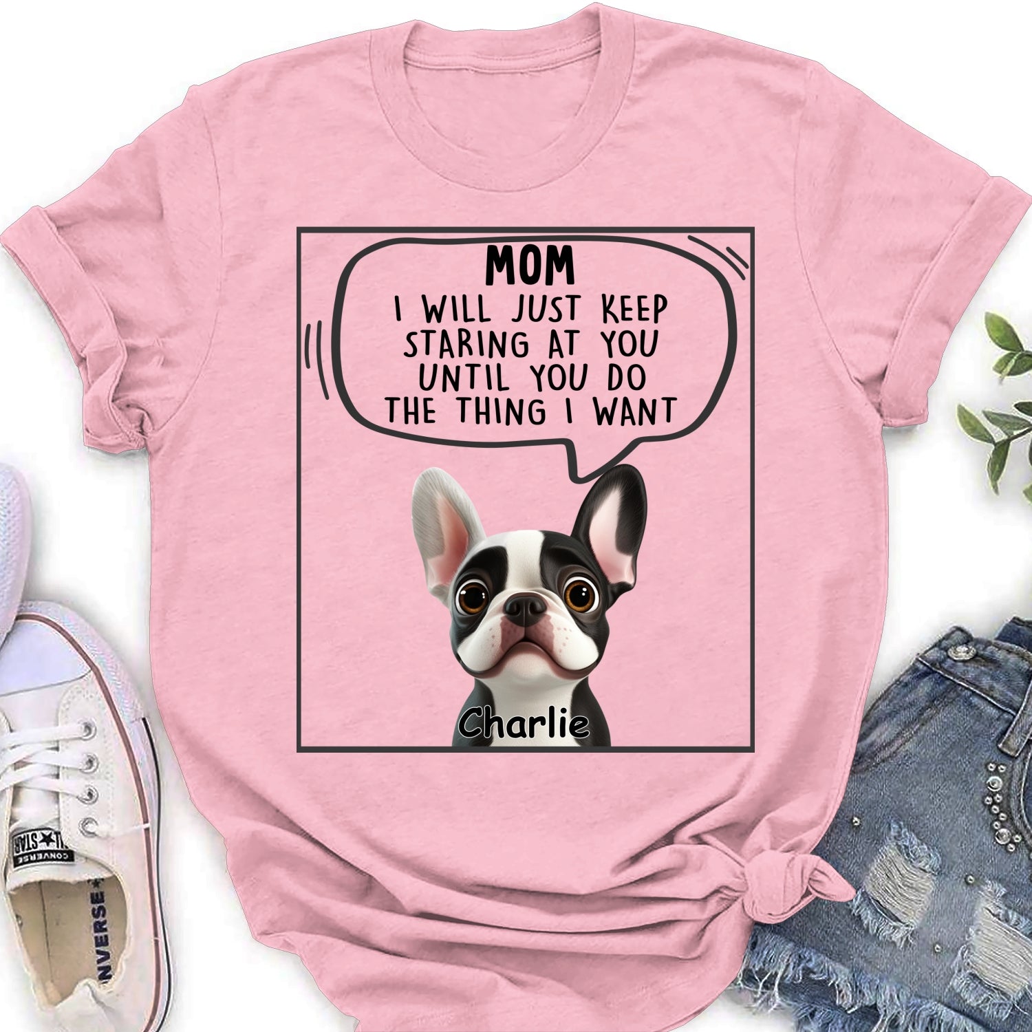 Personalized 'I Will Just Keep Staring' Women's T - shirt for Pet Lovers
