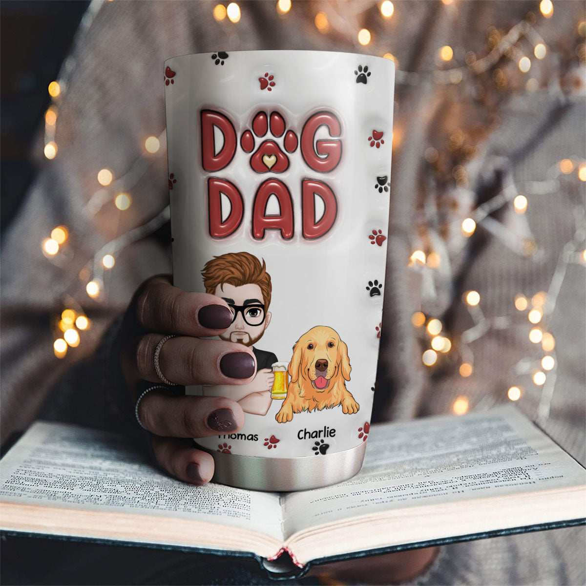 Personalized 3D Inflated Effect Tumbler - The Perfect Gift for Dog Dads