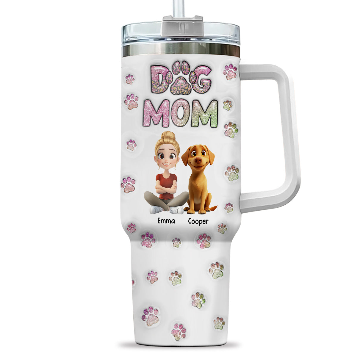 Personalized Custom 3D Inflated Effect Chibi Tumbler for Dog Moms