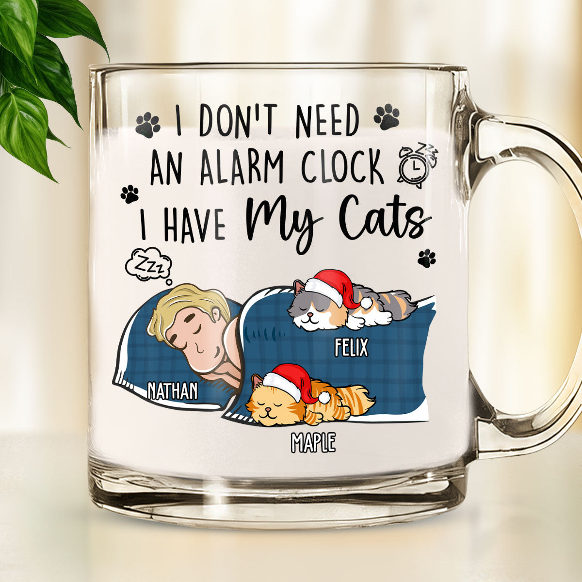 Personalized My Cat Alarm Clock Glass Mug - Unique Customizable Gift