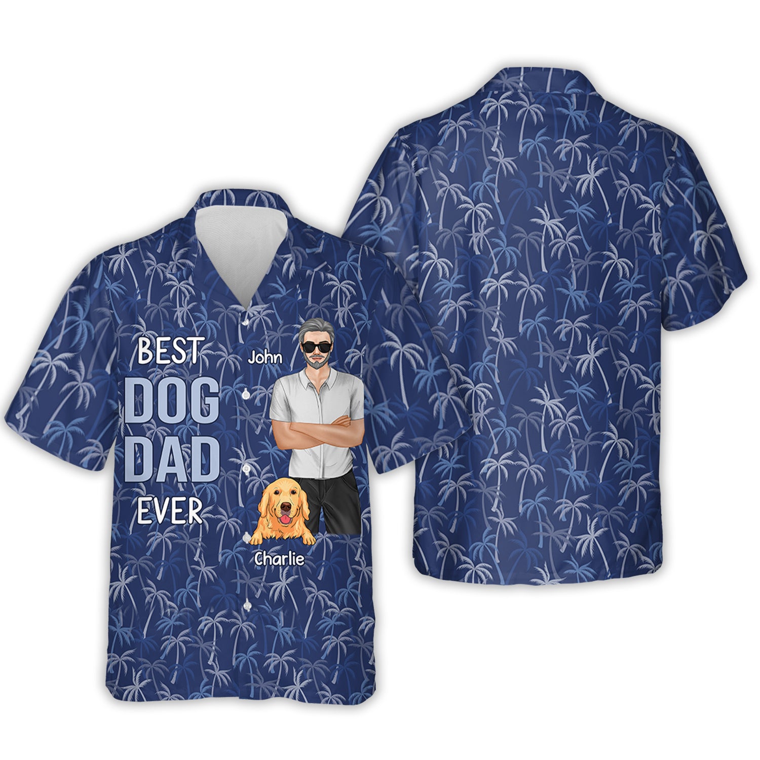 Cool Dog Dad Personalized Hawaiian Shirt - Customized for Pet Lovers