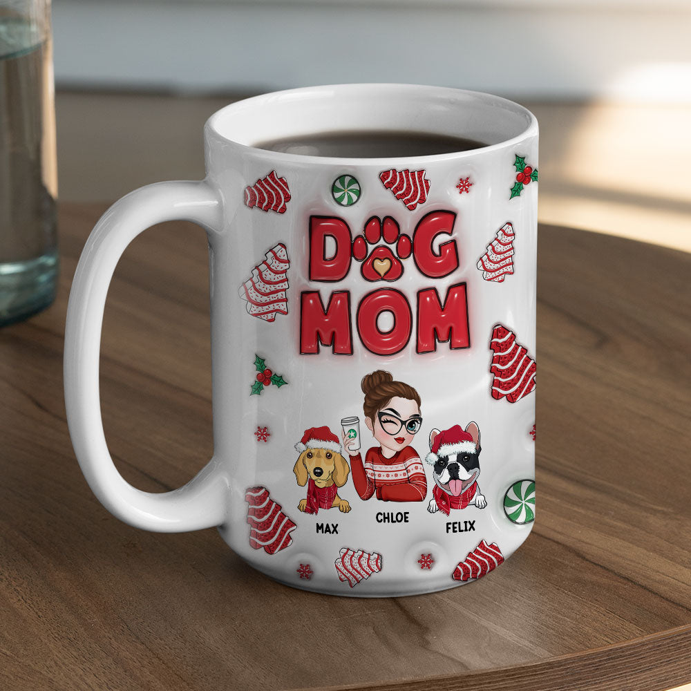 Personalized 3D Inflated Effect Christmas Mug for Dog Moms