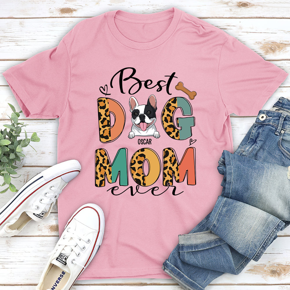Personalized Best Dog Mom Pattern Unisex T-shirt - Ideal Gift for Pet Lovers