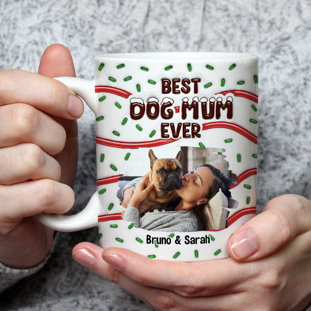 Personalized 3D Inflated Effect Mug: Best Gift for Dog Moms with Custom Cake Photos
