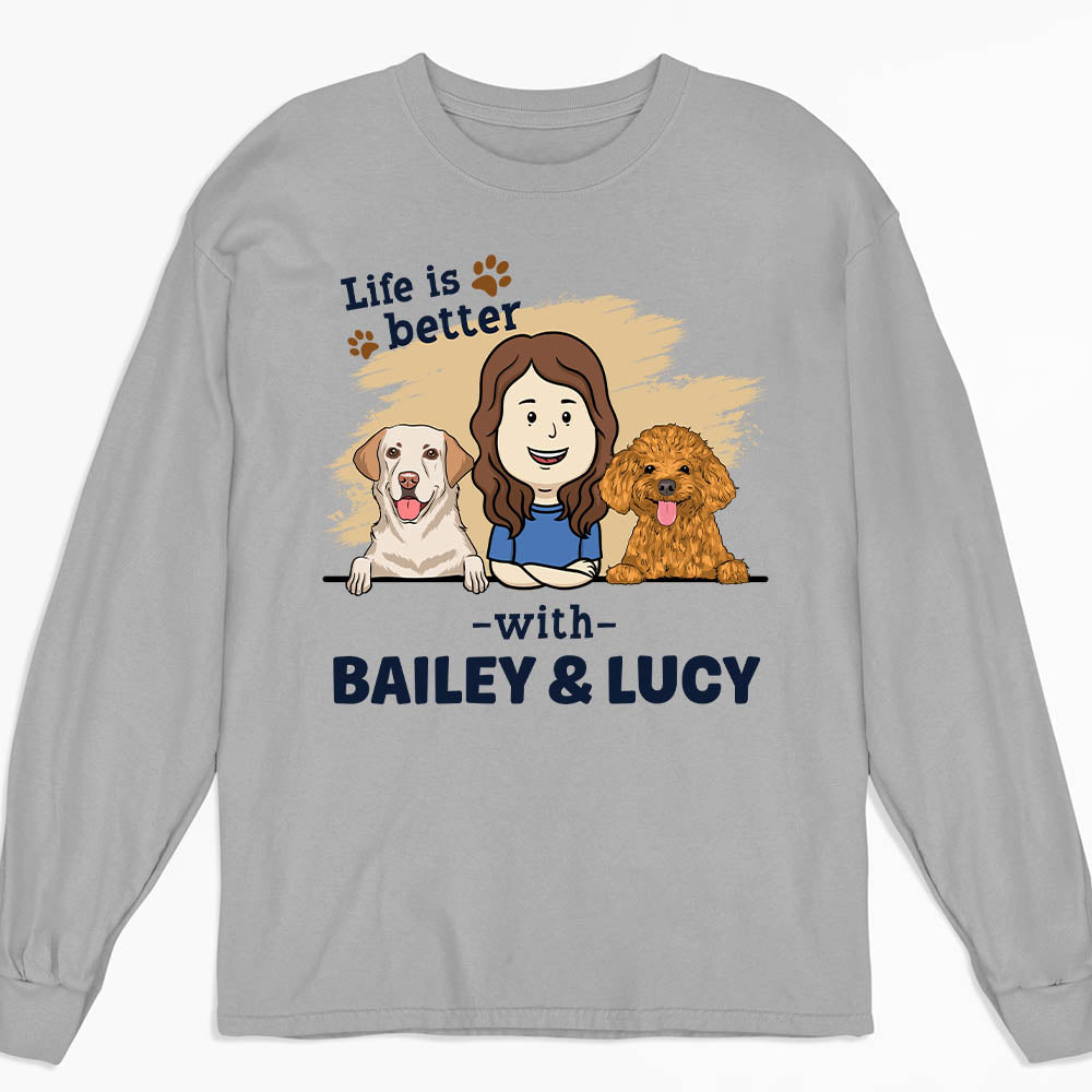 Personalized Custom Long Sleeve Dog Lover T-shirt