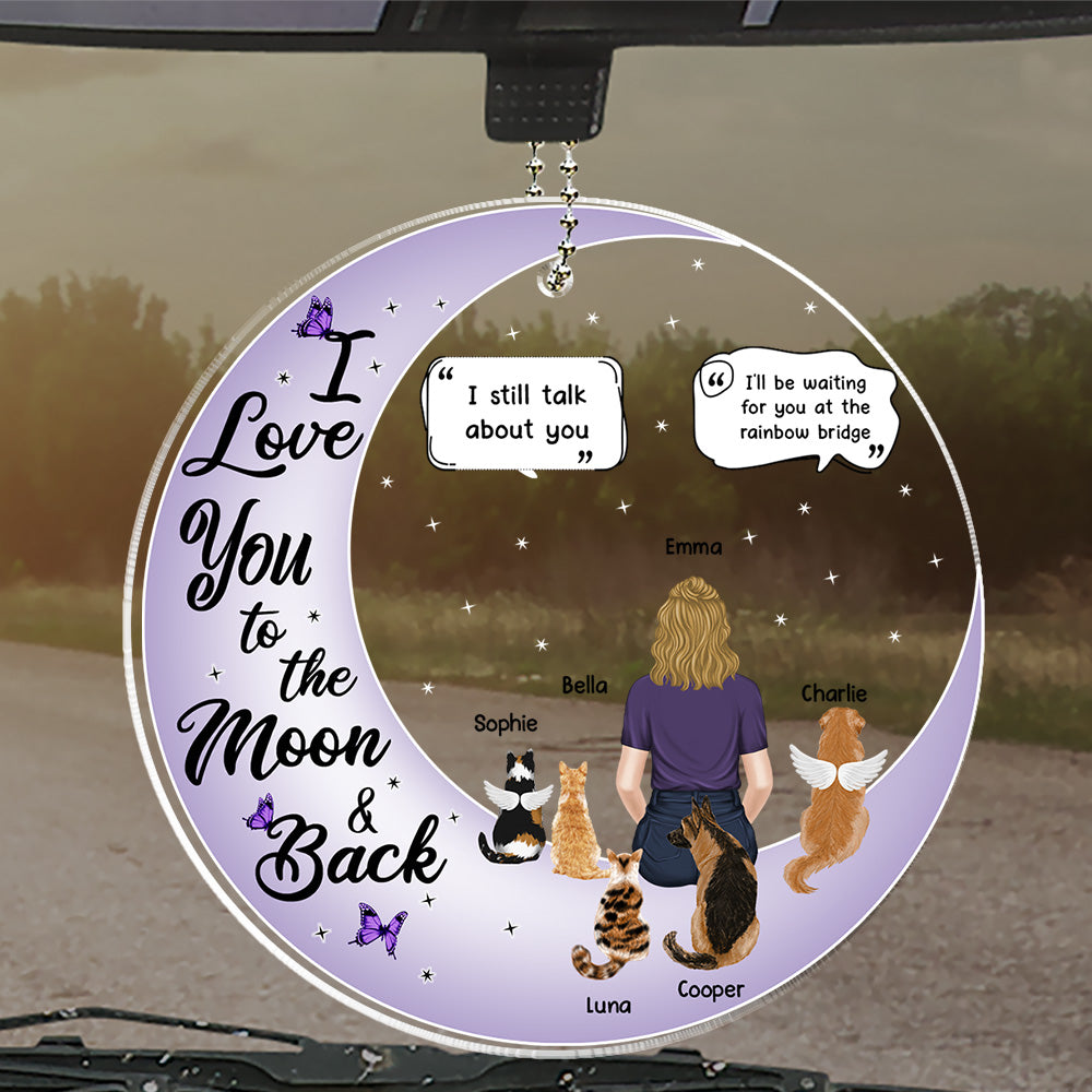 Personalized 'I Love You To The Moon And Back' Acrylic Car Ornament - A Heartfelt Keepsake