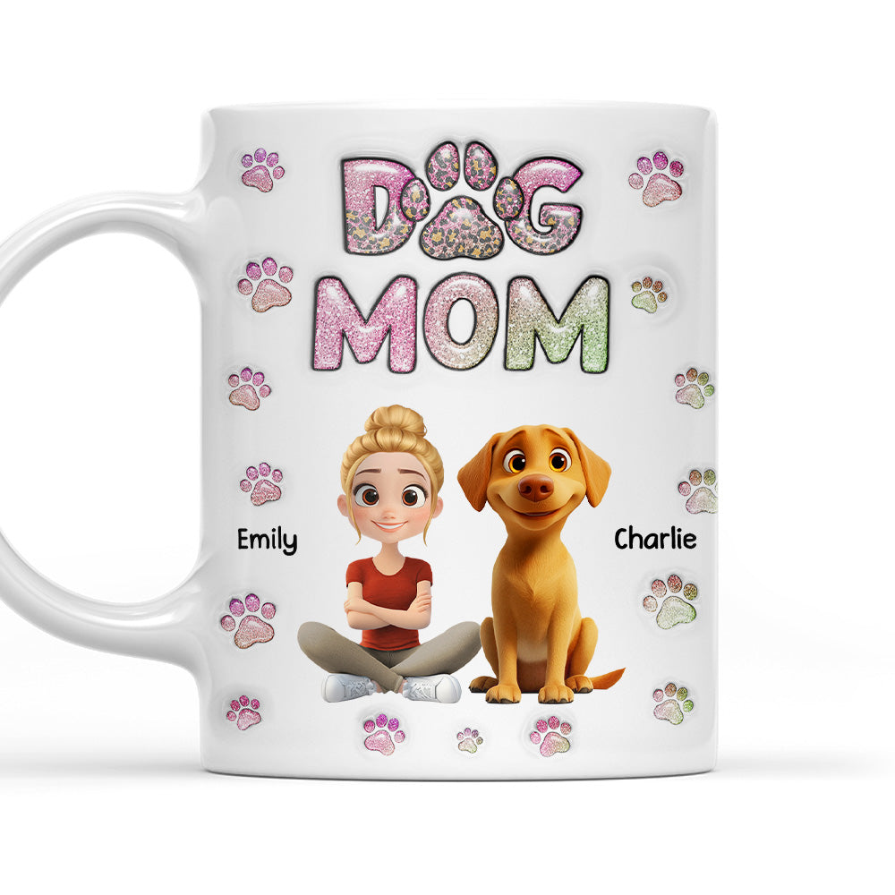 Personalized 3D Inflated Effect Chibi Dog Mom Mug