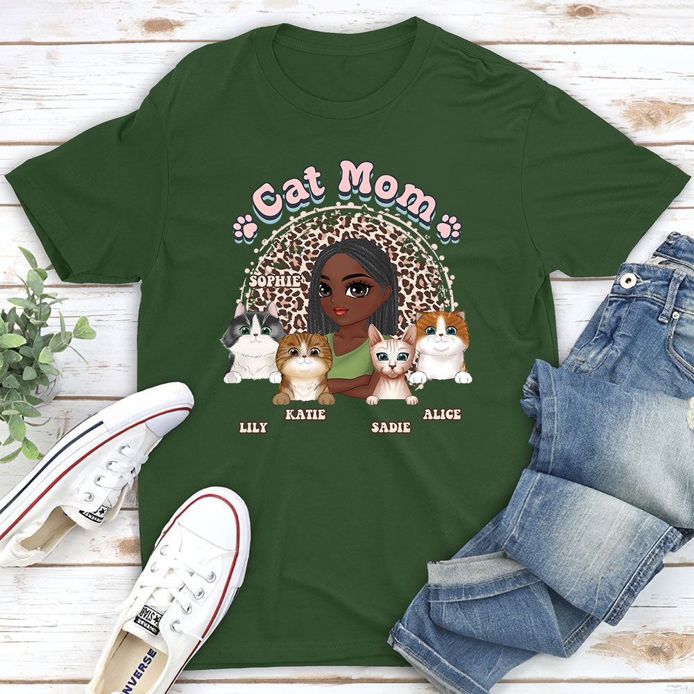 Personalized Cat Mom Leopard Unisex T-shirt - Ideal Gift for Pet Lovers