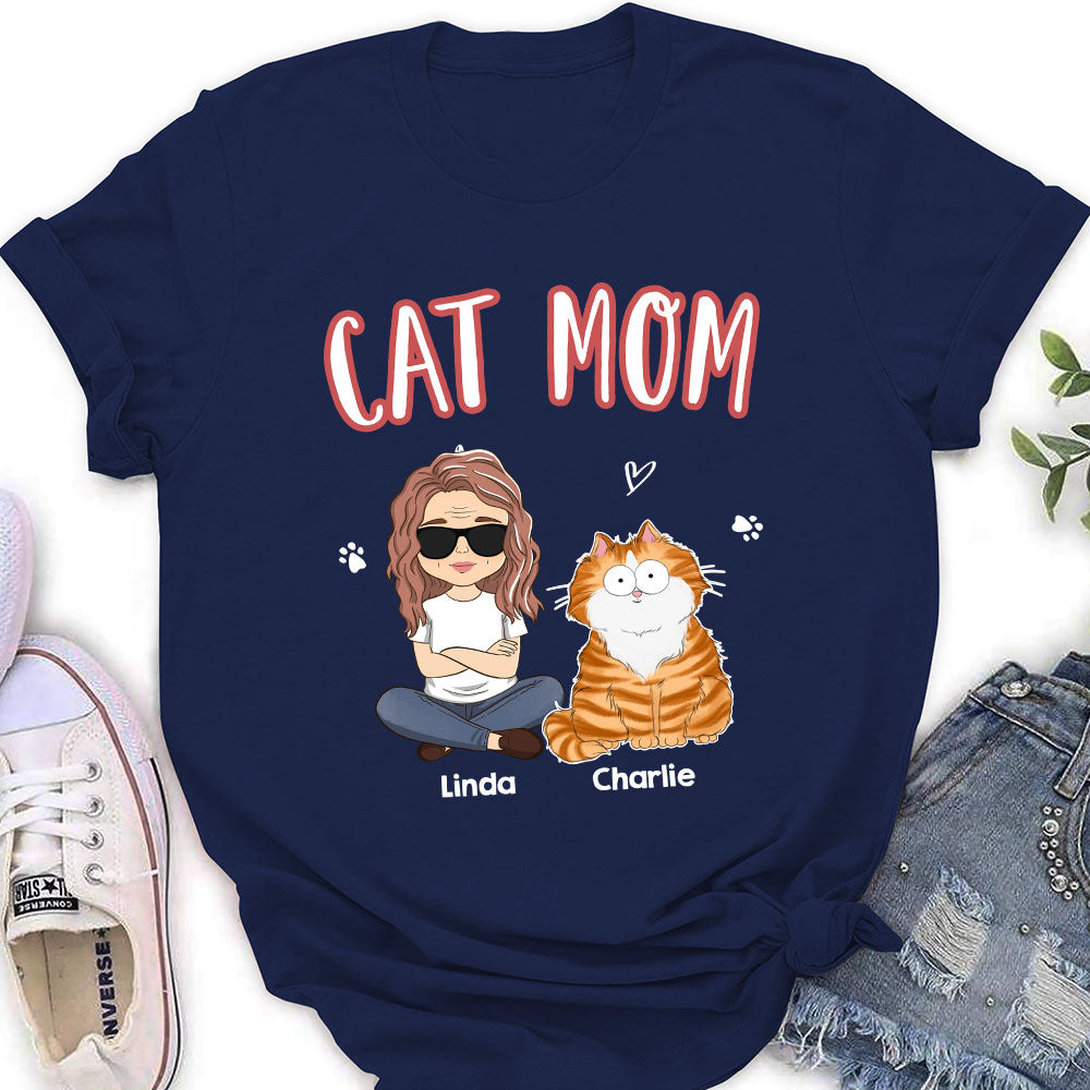 Customizable Cat Mom Women's T-shirt - Ideal Gift for Pet Lovers