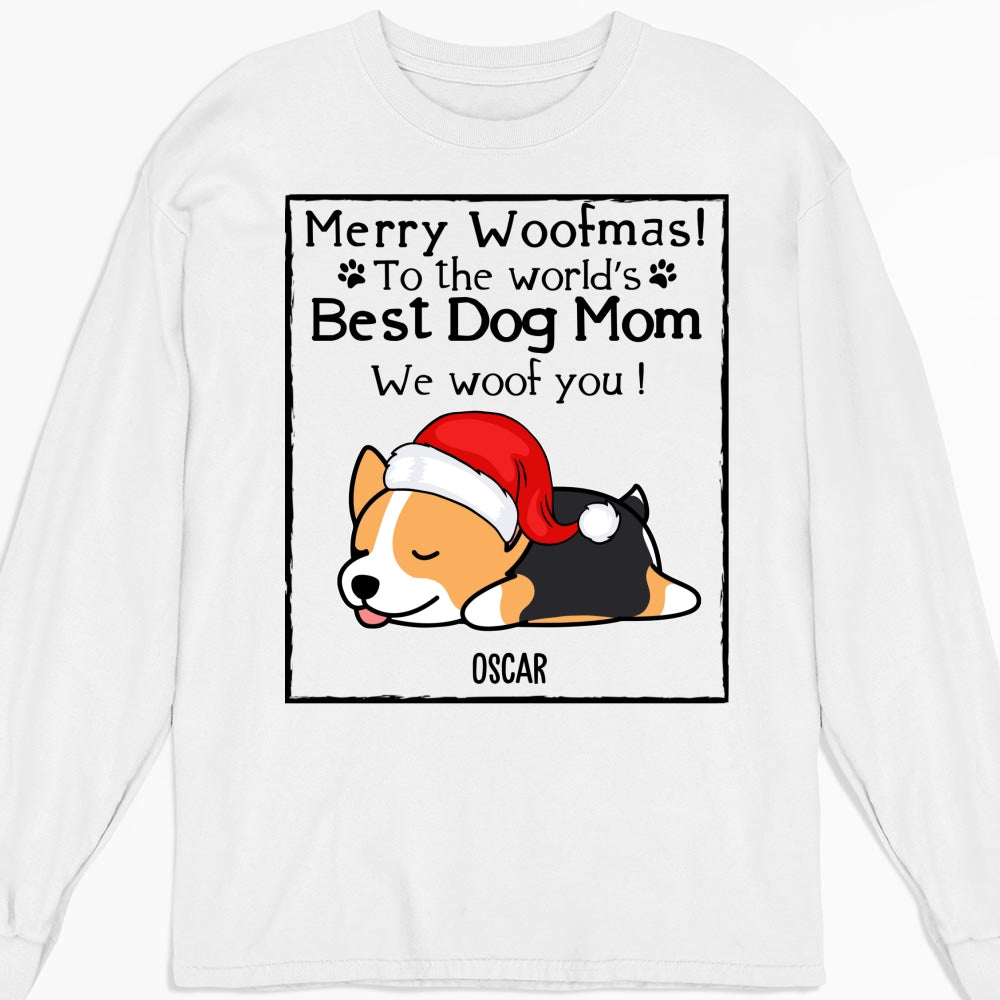 Personalized Custom Woof Dog Christmas Long Sleeve for Dog Dads and Moms