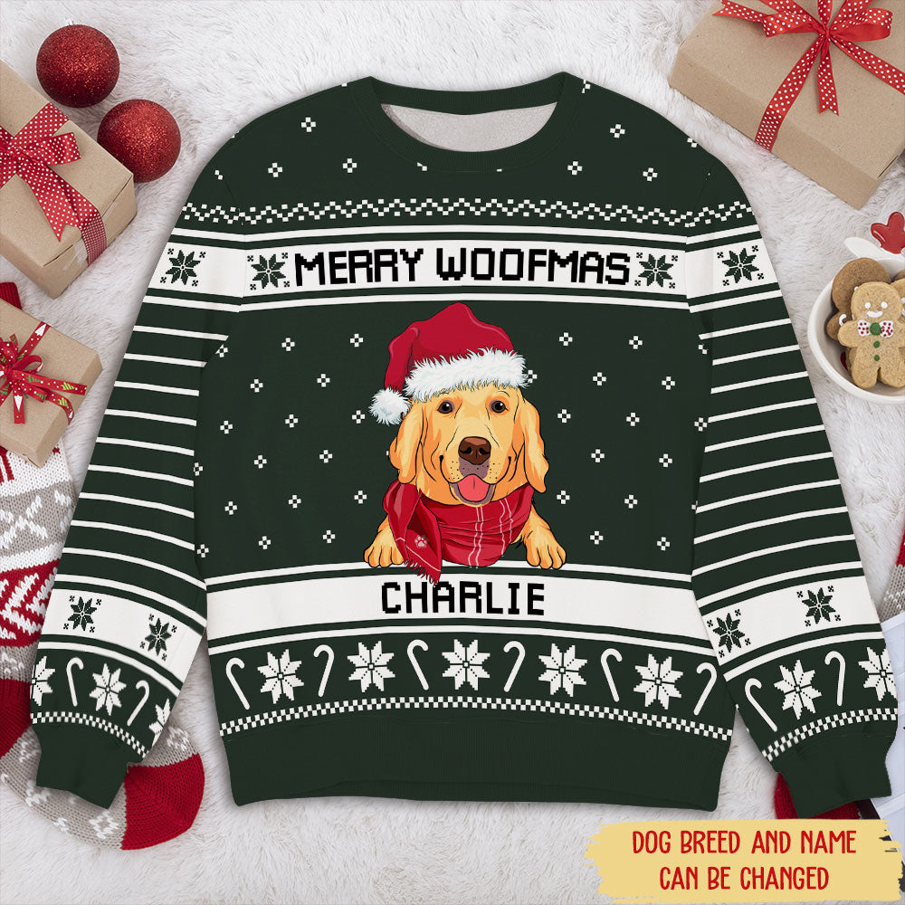 Merry Woofmas - Customizable All-Over Print Personalized Sweatshirt for Dog Lovers