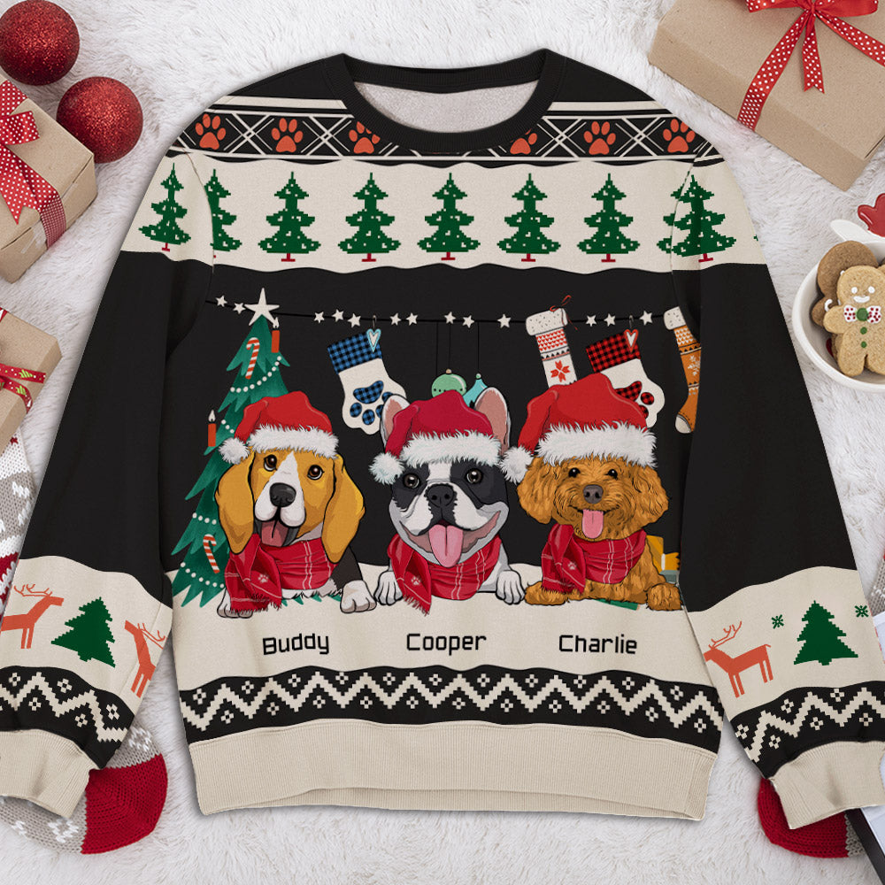 Personalized Paw Winter All-Over Print Sweatshirt - Ideal Gift for Pet Lovers
