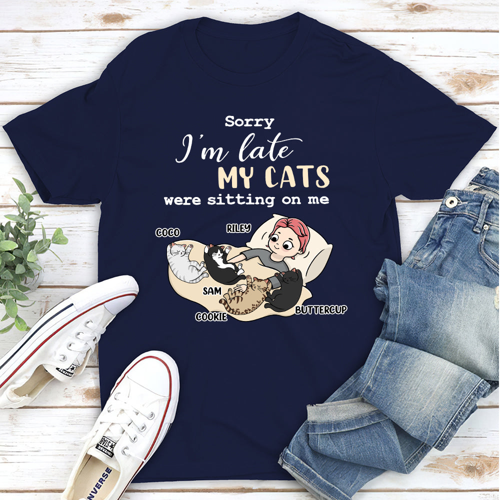 Personalized Unisex 'Cats Sitting On Me' T-shirt - Ideal Gift for Pet Lovers