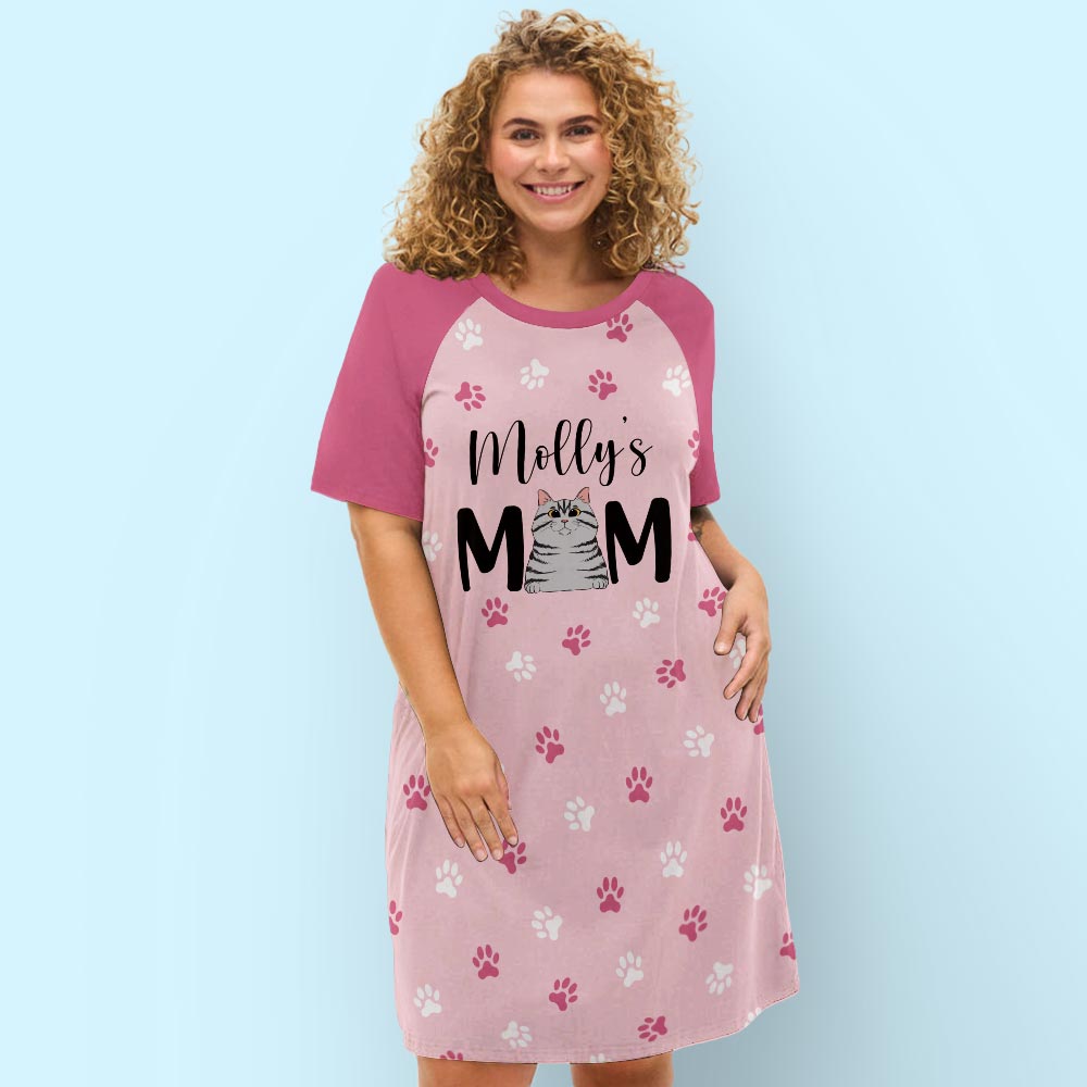Customizable Cat Mom 3/4 Sleeve Dress in Vibrant Colors