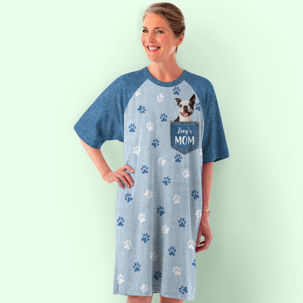 Personalized Pocket Dog Mom 3/4 Sleeve Custom Dress - Ideal for Every Occasion