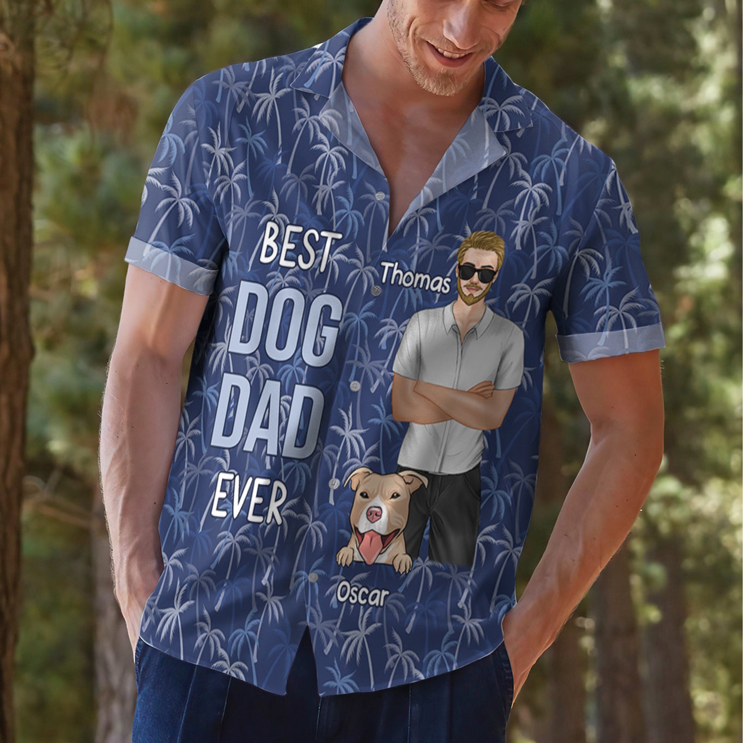 Cool Dog Dad Personalized Hawaiian Shirt - Customized for Pet Lovers