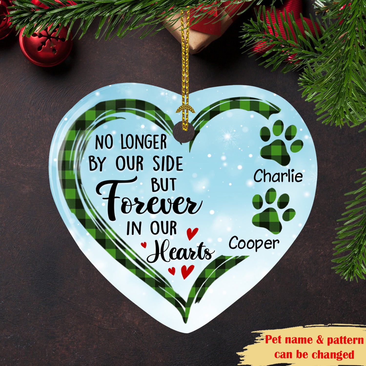 Forever in Our Hearts - Customizable Premium Ceramic Christmas Ornament for Pet Lovers