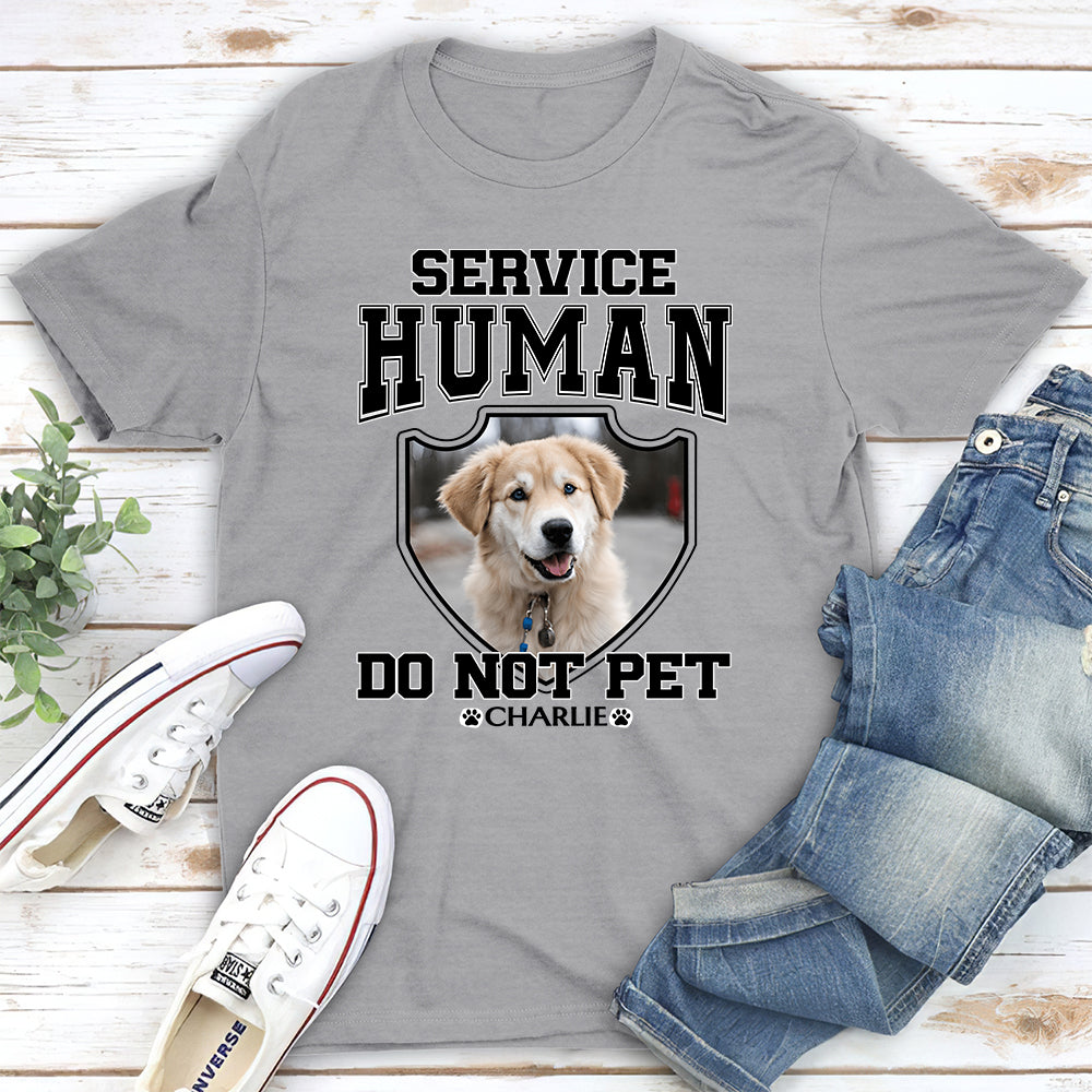Customizable 'Do Not Pet' Service Human Photo Unisex T-Shirt - Ideal Gift for Pet Lovers
