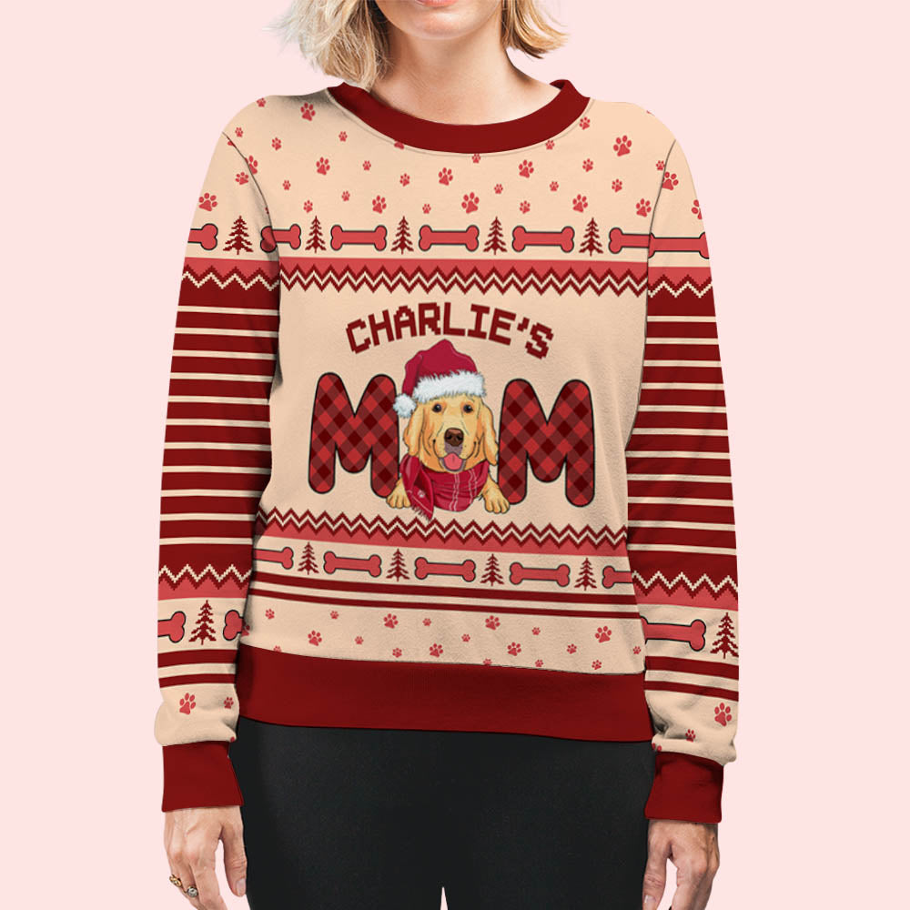 Top Christmas Gift - Personalized All-Over-Print Dog Mom Sweatshirt