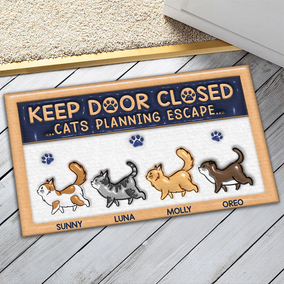 Personalized 3D Inflated Effect Doormat - Keep Your Door Closed and Welcome Pet Lovers