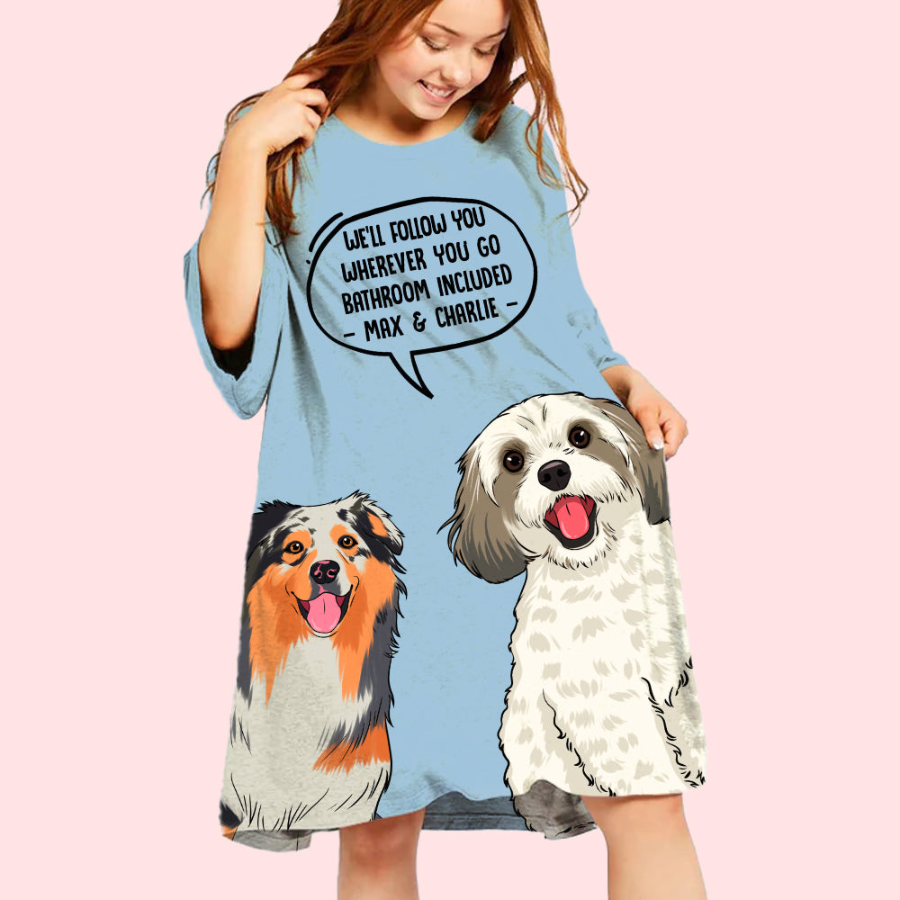 Personalized Custom 3/4 Sleeve 'I'll Follow You' Dress for Dog Moms