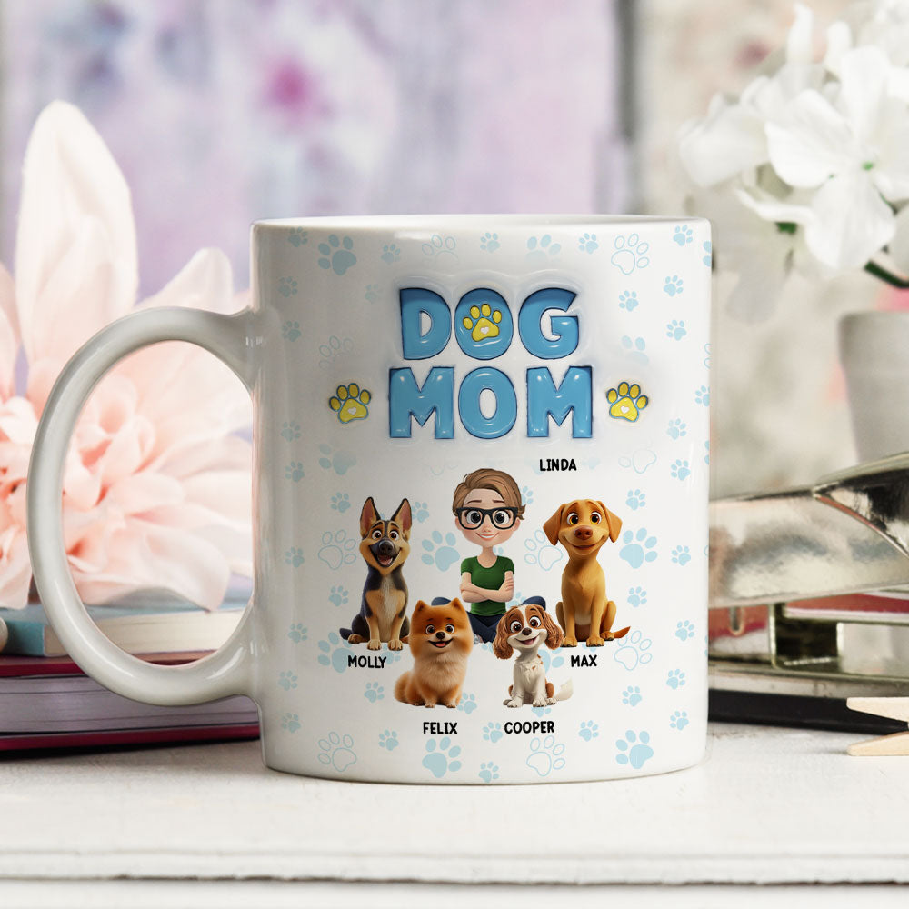 Personalized 3D Inflated Effect Ceramic Mug for Dog - Loving Moms