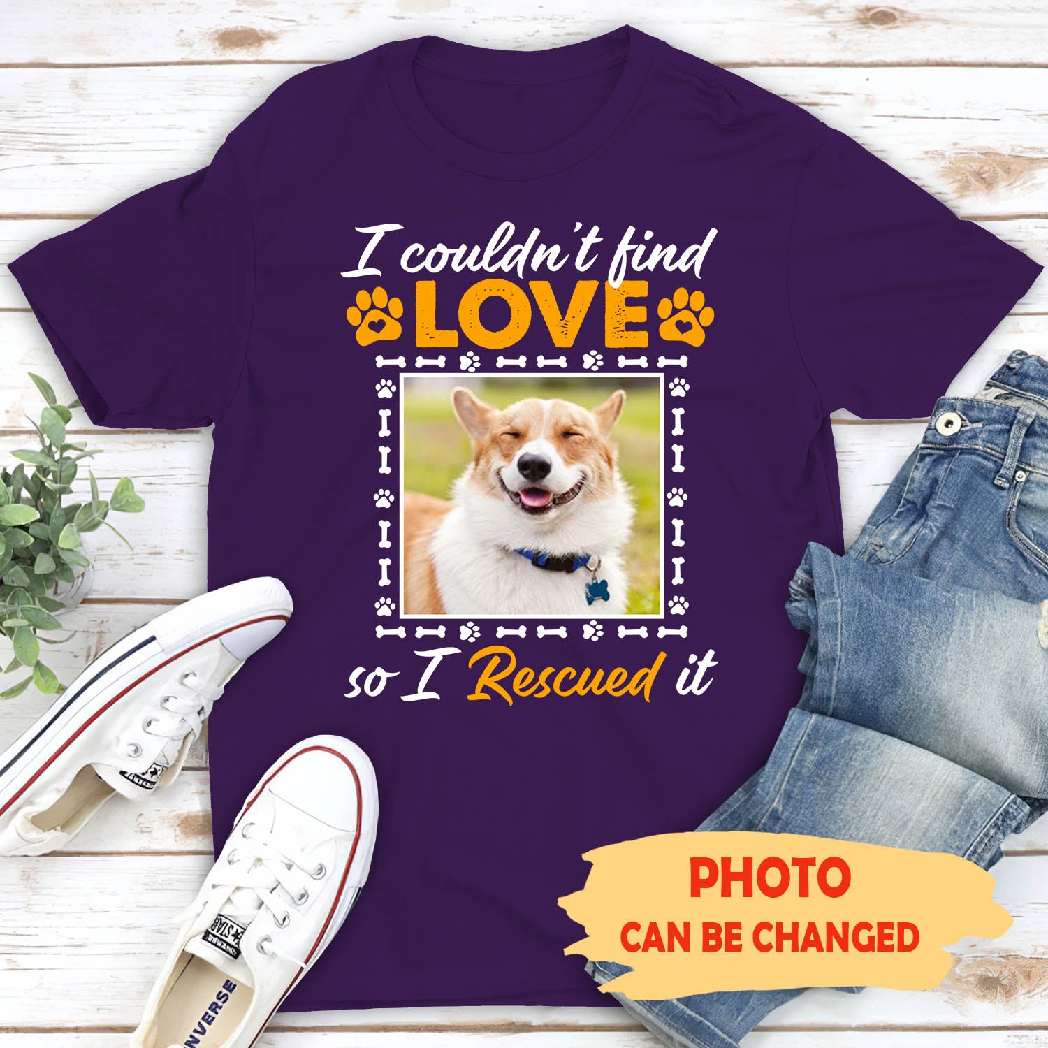 Rescue Love - Customizable Personalized Photo Unisex Pet Lover T-shirt