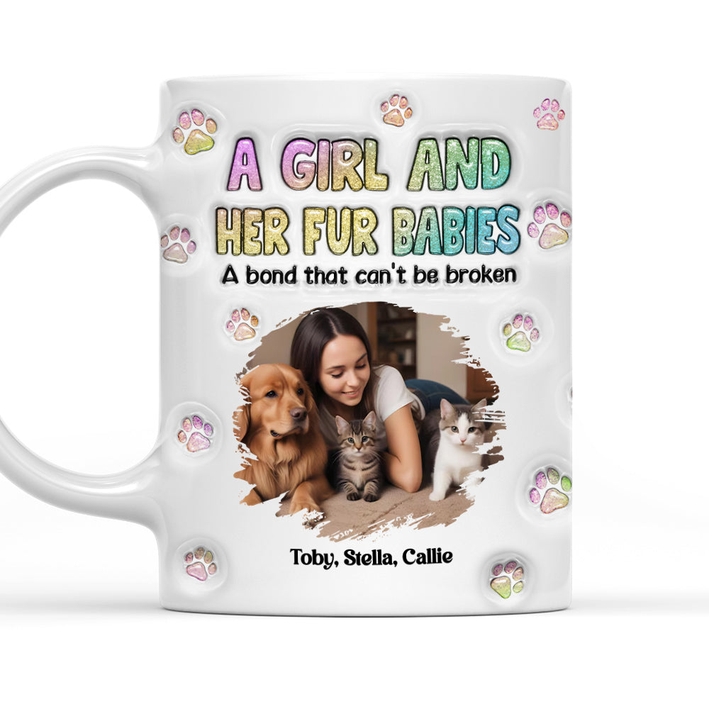 Personalized 3D Inflated Effect Mug with A Girl And Her Fur Babies Photo