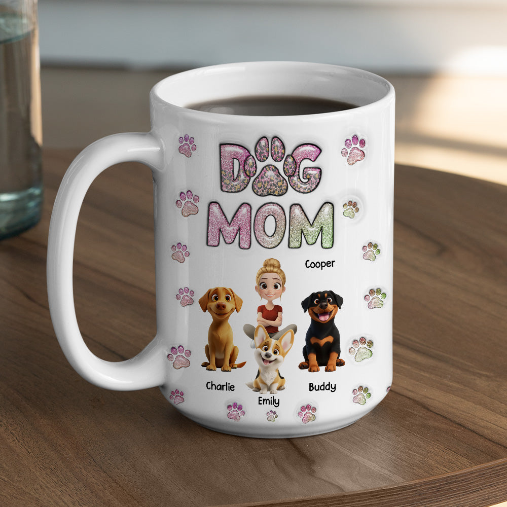 Personalized 3D Inflated Effect Chibi Dog Mom Mug