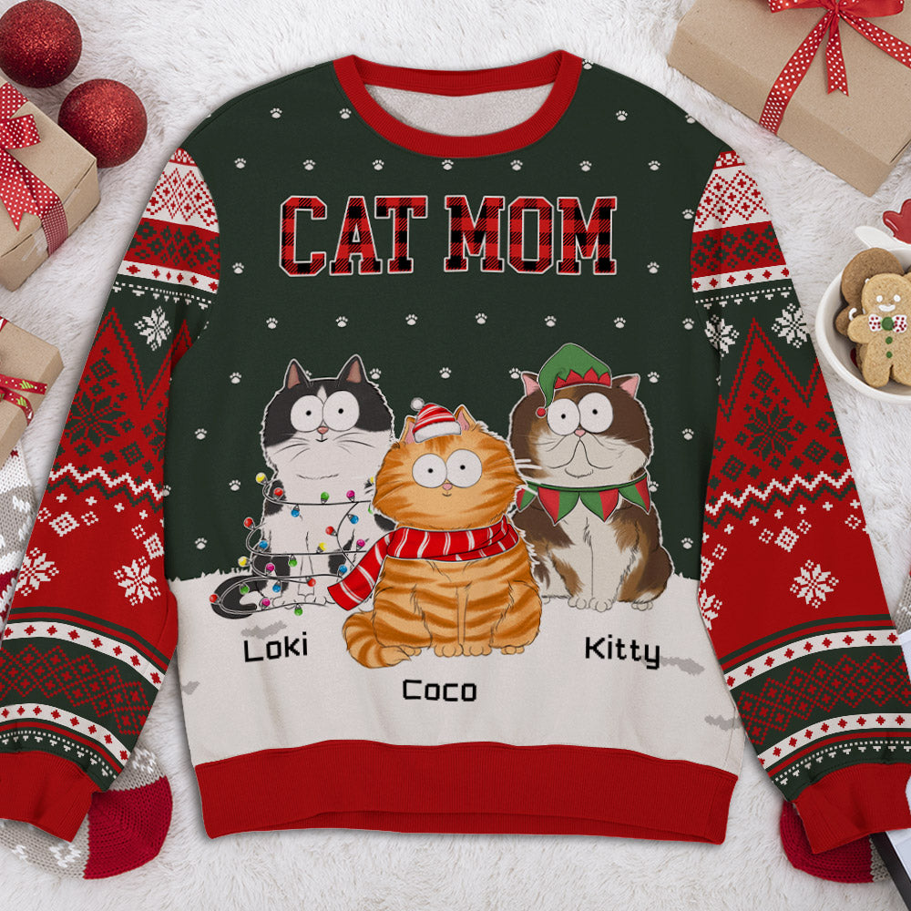 Personalized Cat Mom Pattern All-Over-Print Sweatshirt - Ideal Gift for Pet Lovers