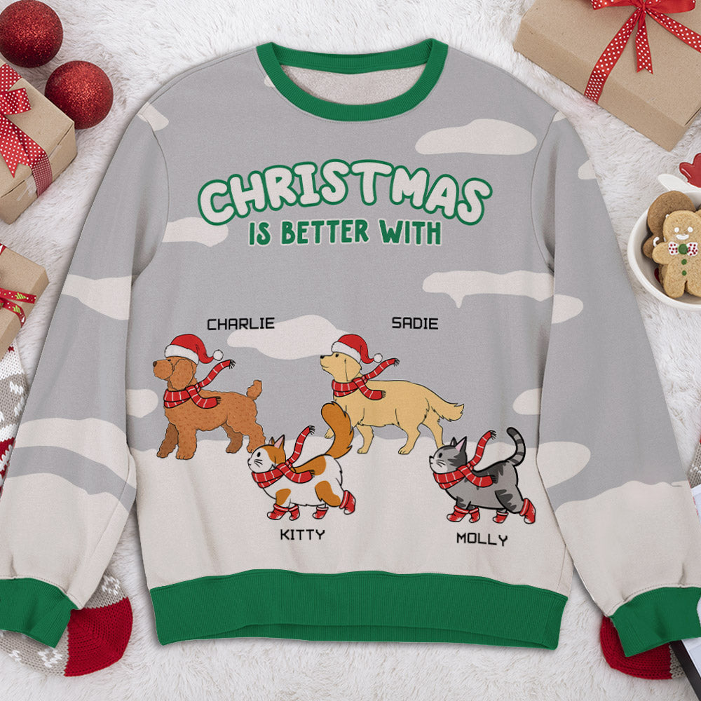 Exclusive Personalized All-Over-Print Christmas Sweatshirt for Pet Lovers